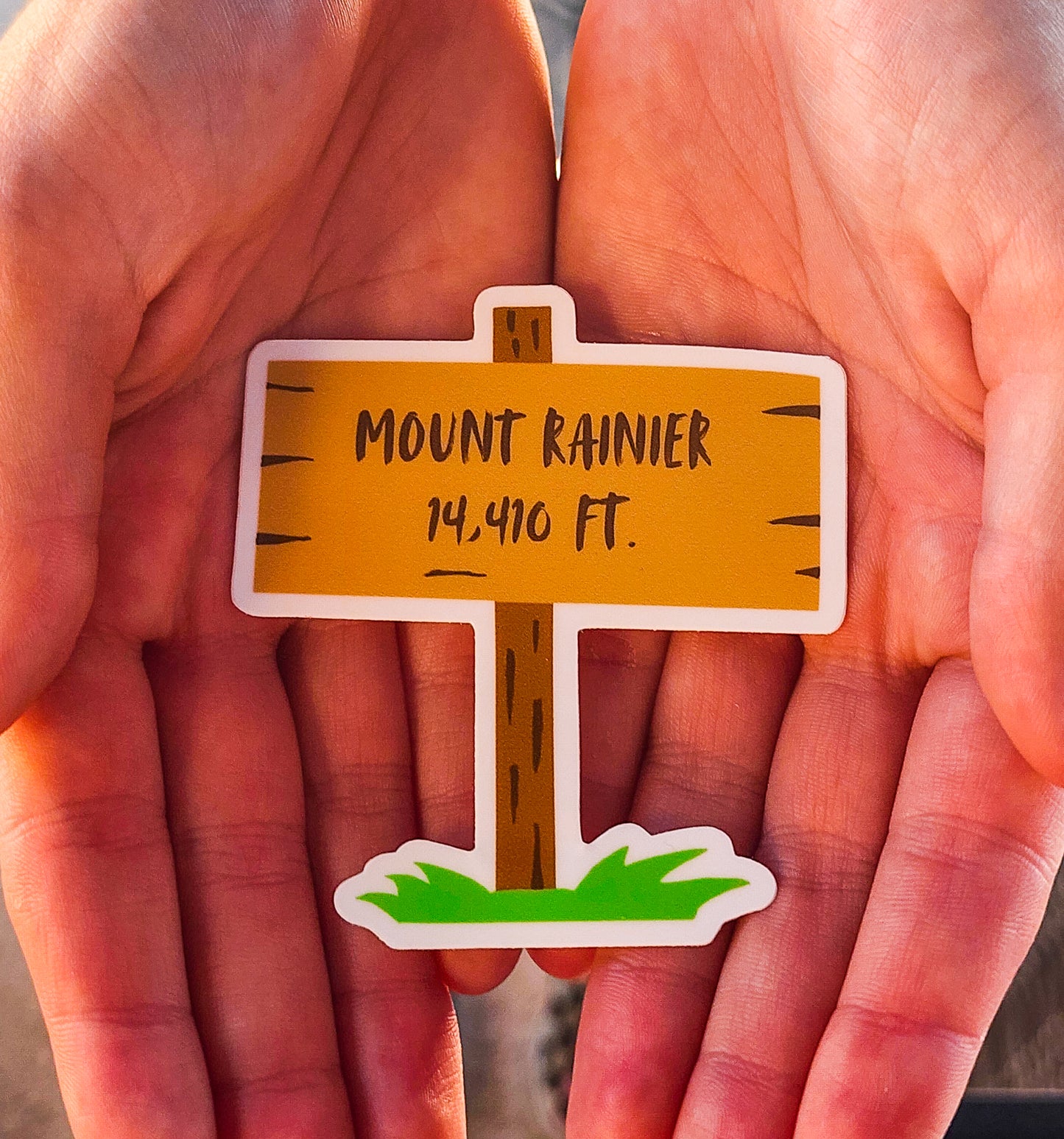 Mount Rainier Washington: Mountain Top Sign Sticker