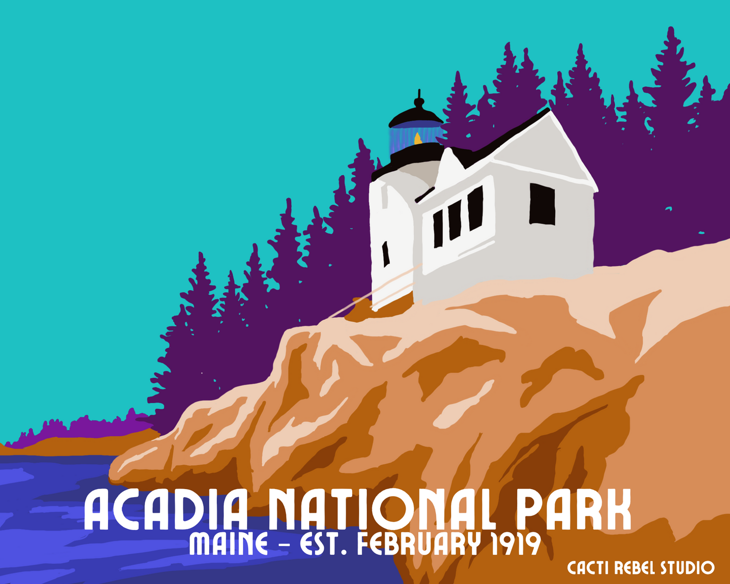 Acadia Lighthouse National Park Postcard: Maine