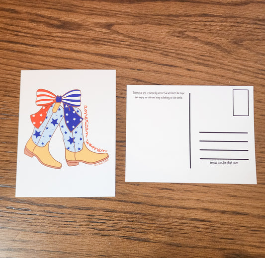 American Women Postcard: Cowgirl Boots