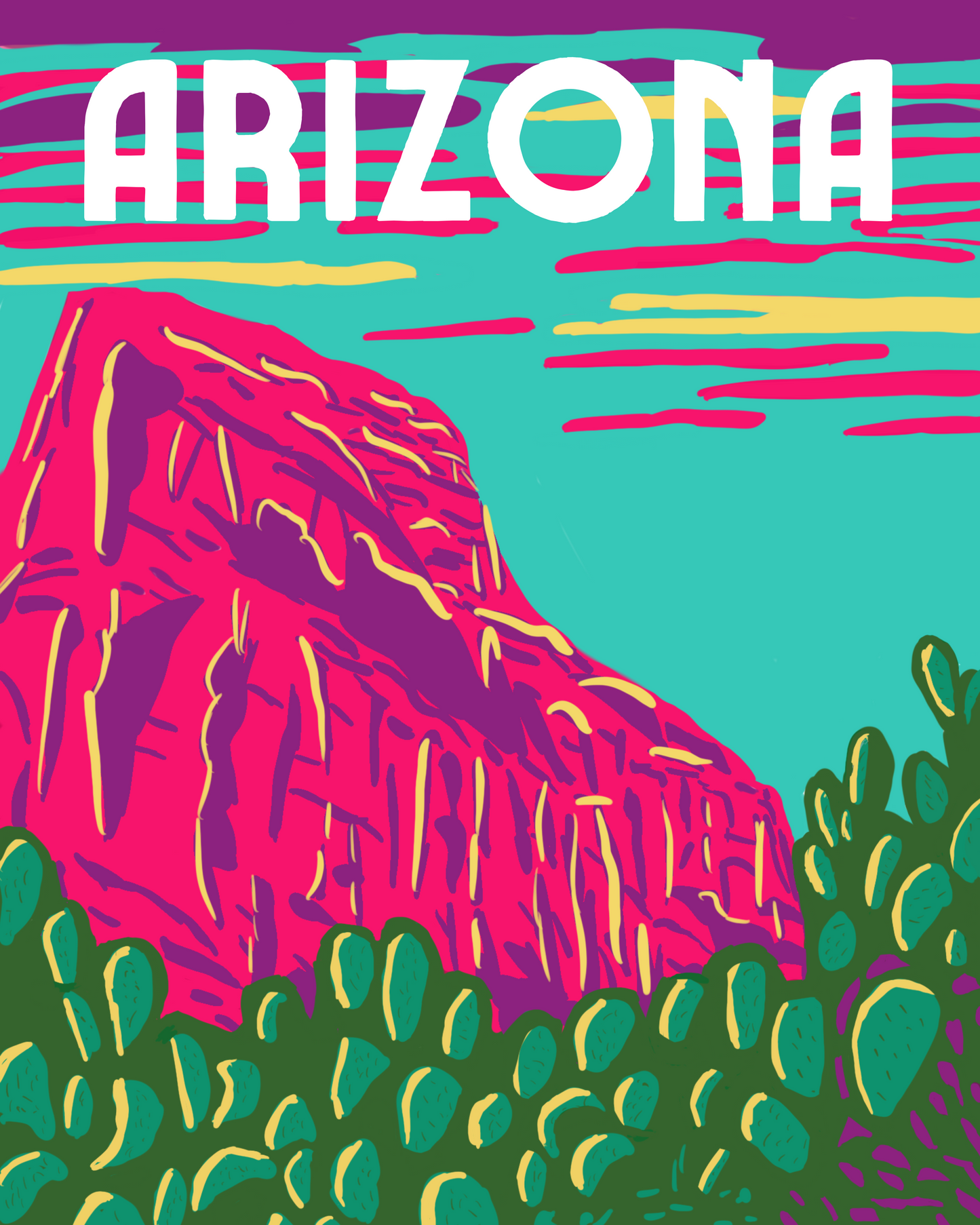 Arizona Mountains & Prickly Pair Postcard