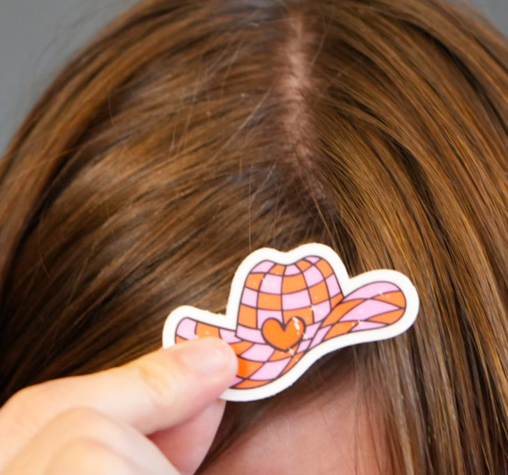 Disco Heart Cowgirl Hat Sticker