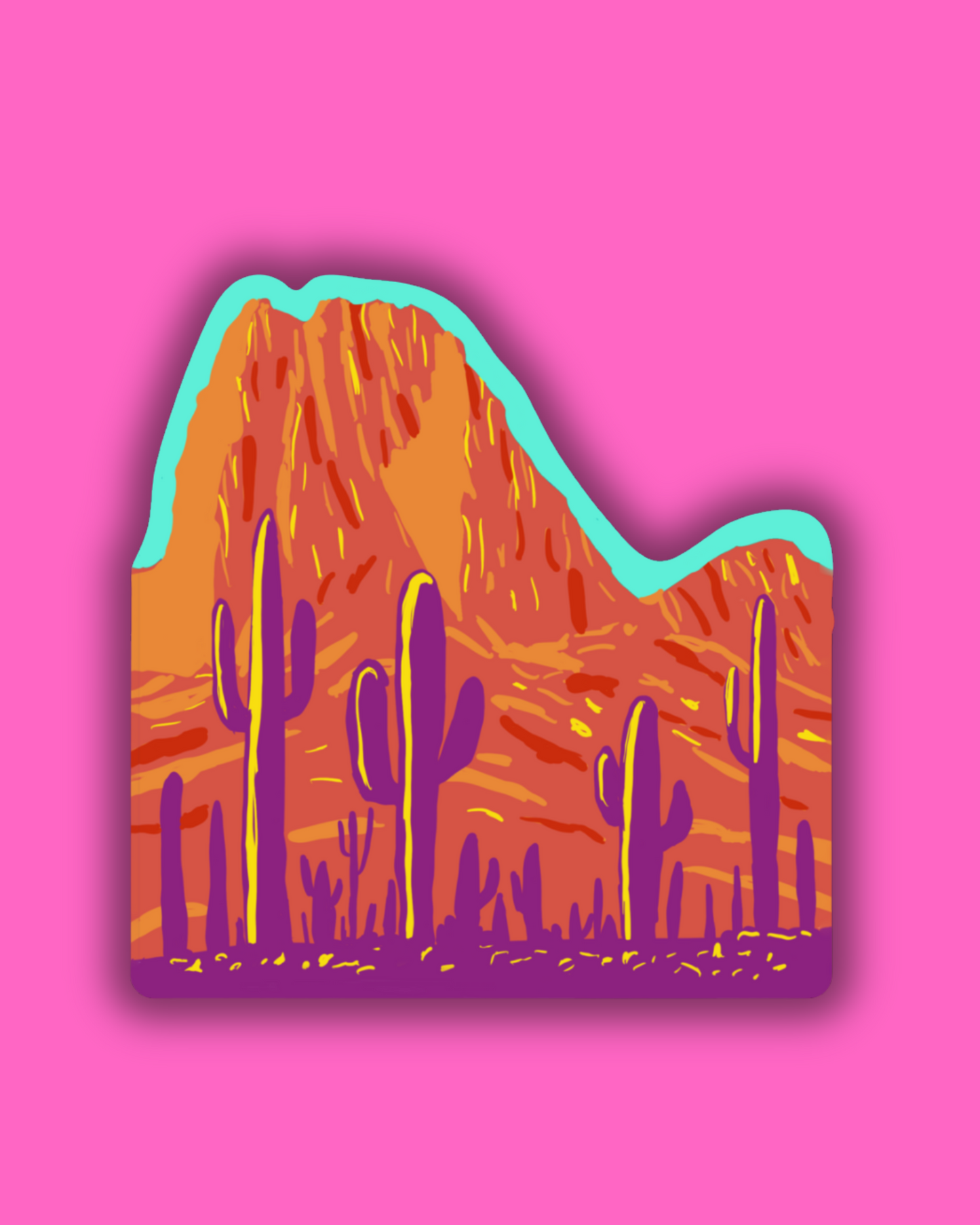 Saguaros in the Valley Whimsical Sticker
