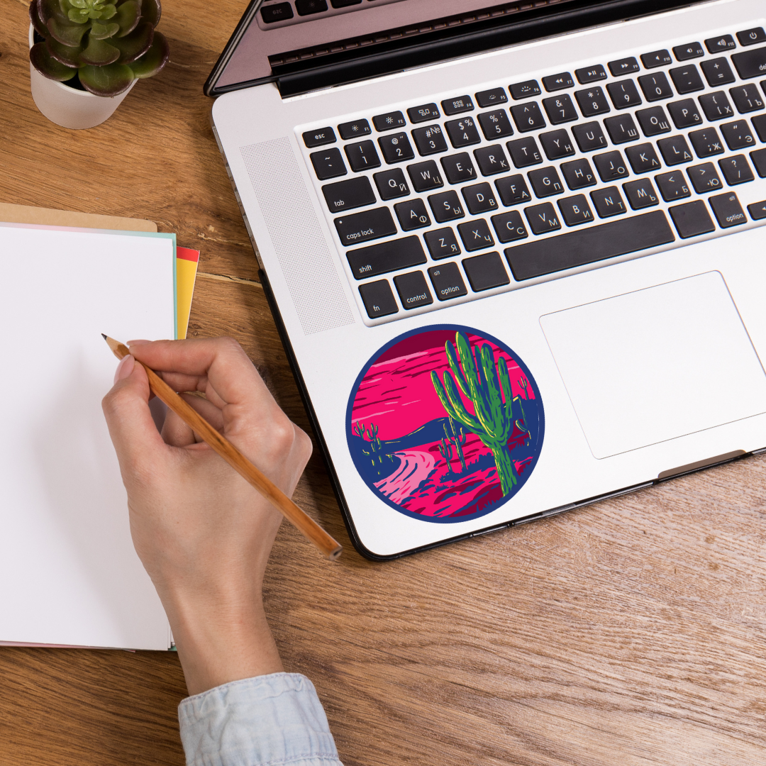 Saguaros at Sunset Whimsical Sticker