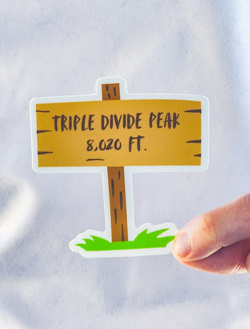 Triple Divide Peak Montana: Mountain Top Sign Sticker