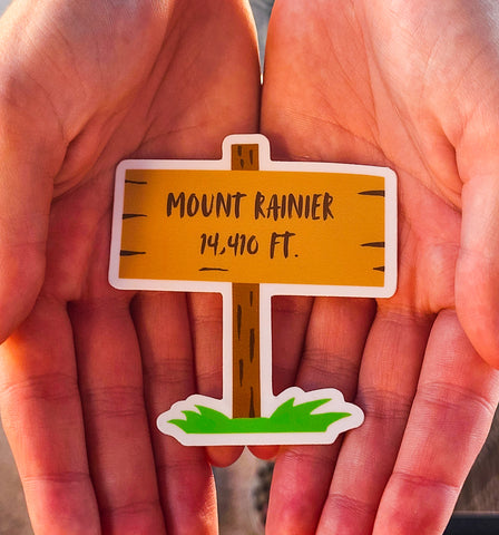 Mount Rainier Washington: Mountain Top Sign Sticker