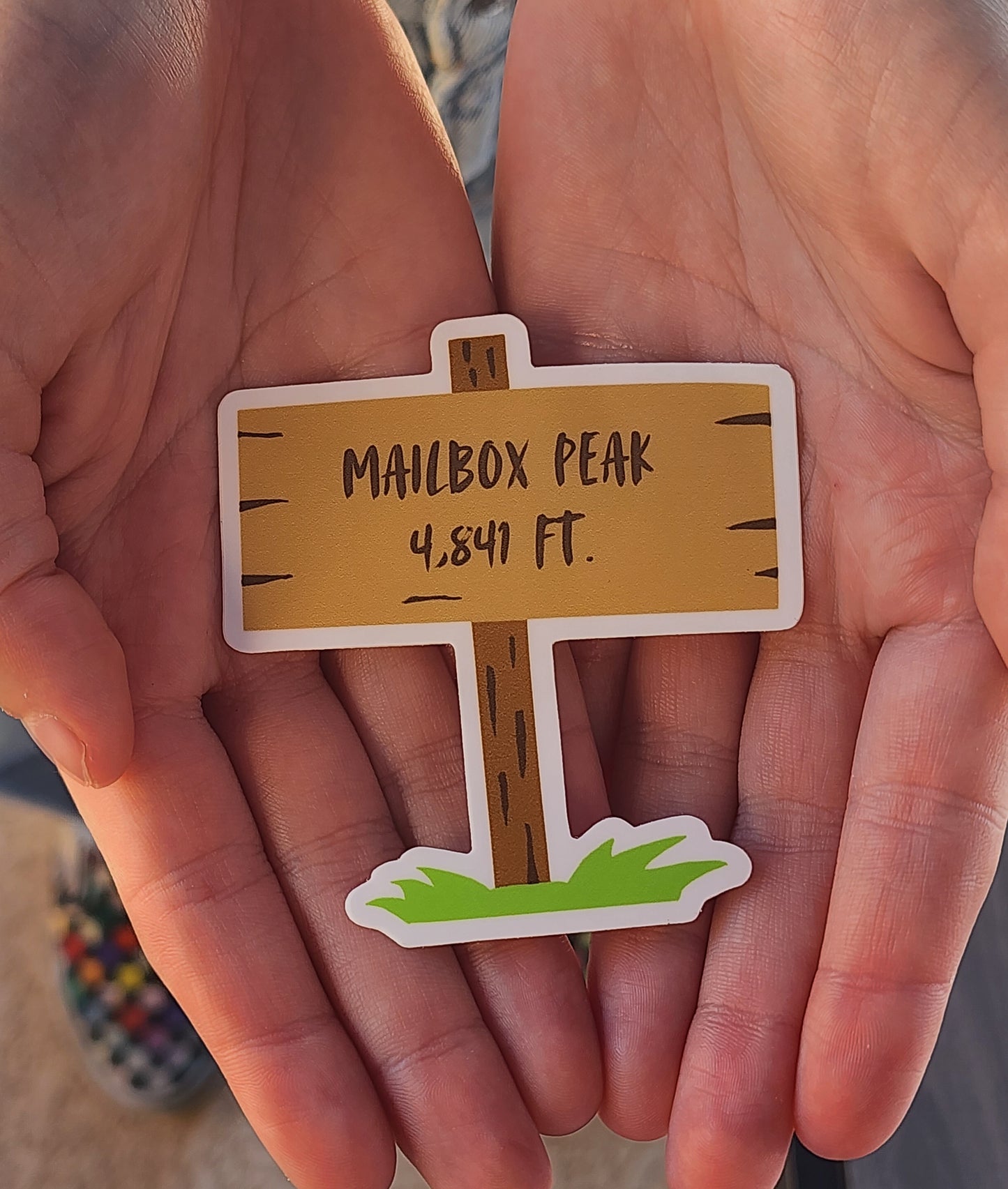 Mailbox Peak Washington: Mountain Top Sign Sticker