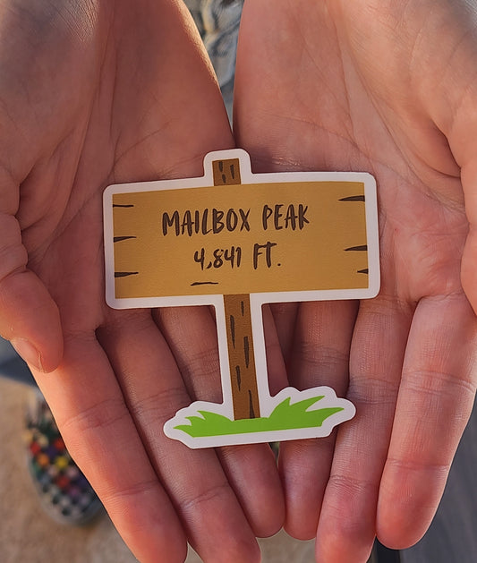 Mailbox Peak Washington: Mountain Top Sign Sticker