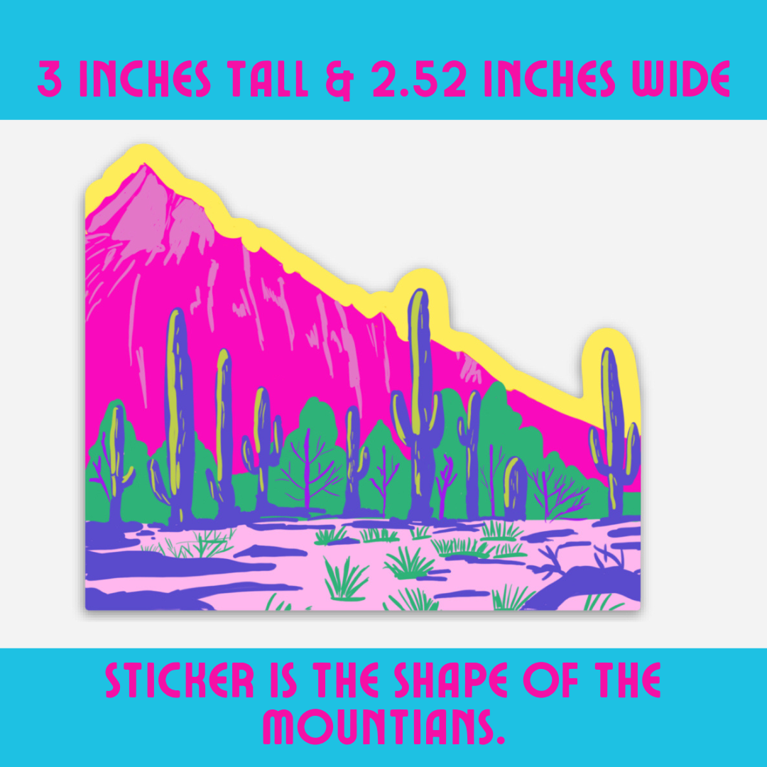 Pink Saguaro Mountain Sticker