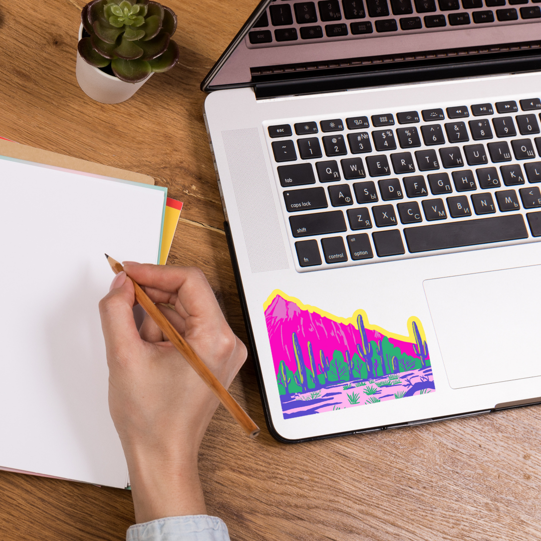 Pink Mountains Saguaro Whimsical Sticker