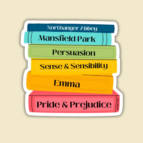 Jane Austen Bookstack Sticker