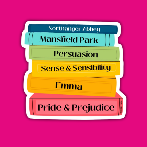 Jane Austen Bookstack Sticker
