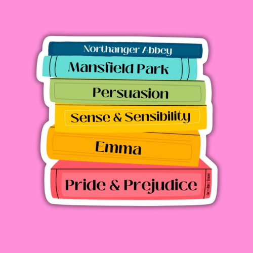 Jane Austen Bookstack Sticker