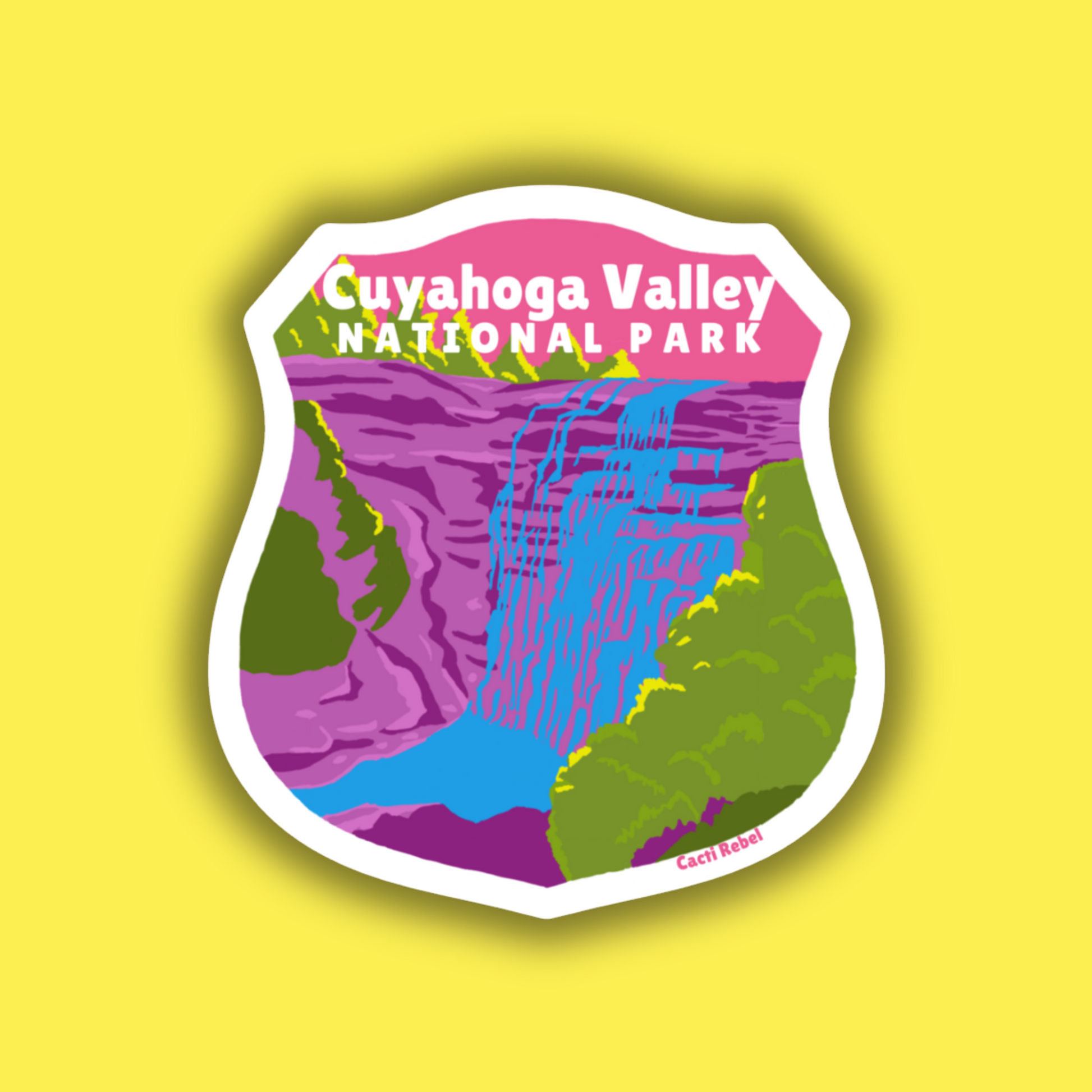 Sticker of Cuyahoga Valley National Park on a yellow background