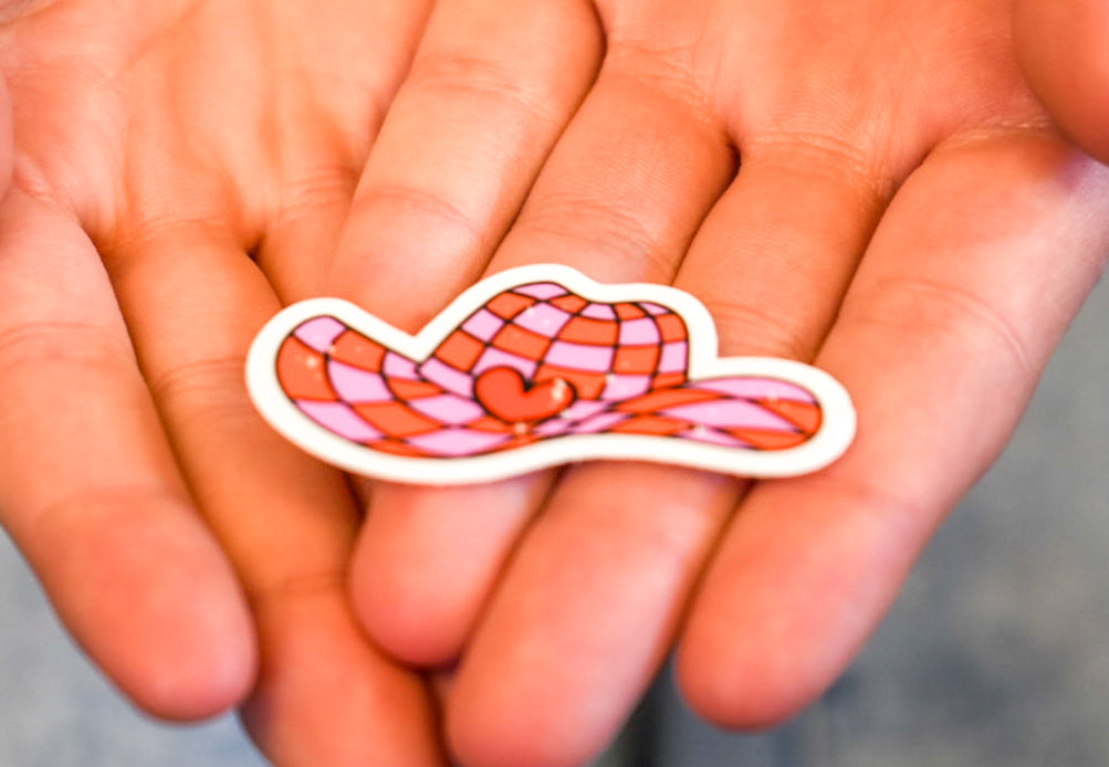 Disco Heart Cowgirl Hat Sticker