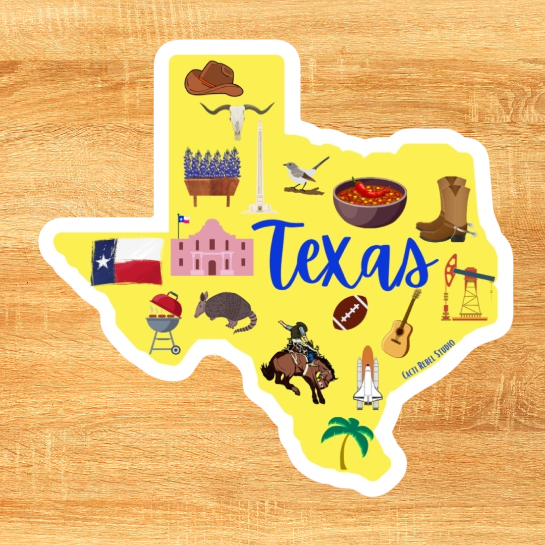 Texas Iconic Things Sticker