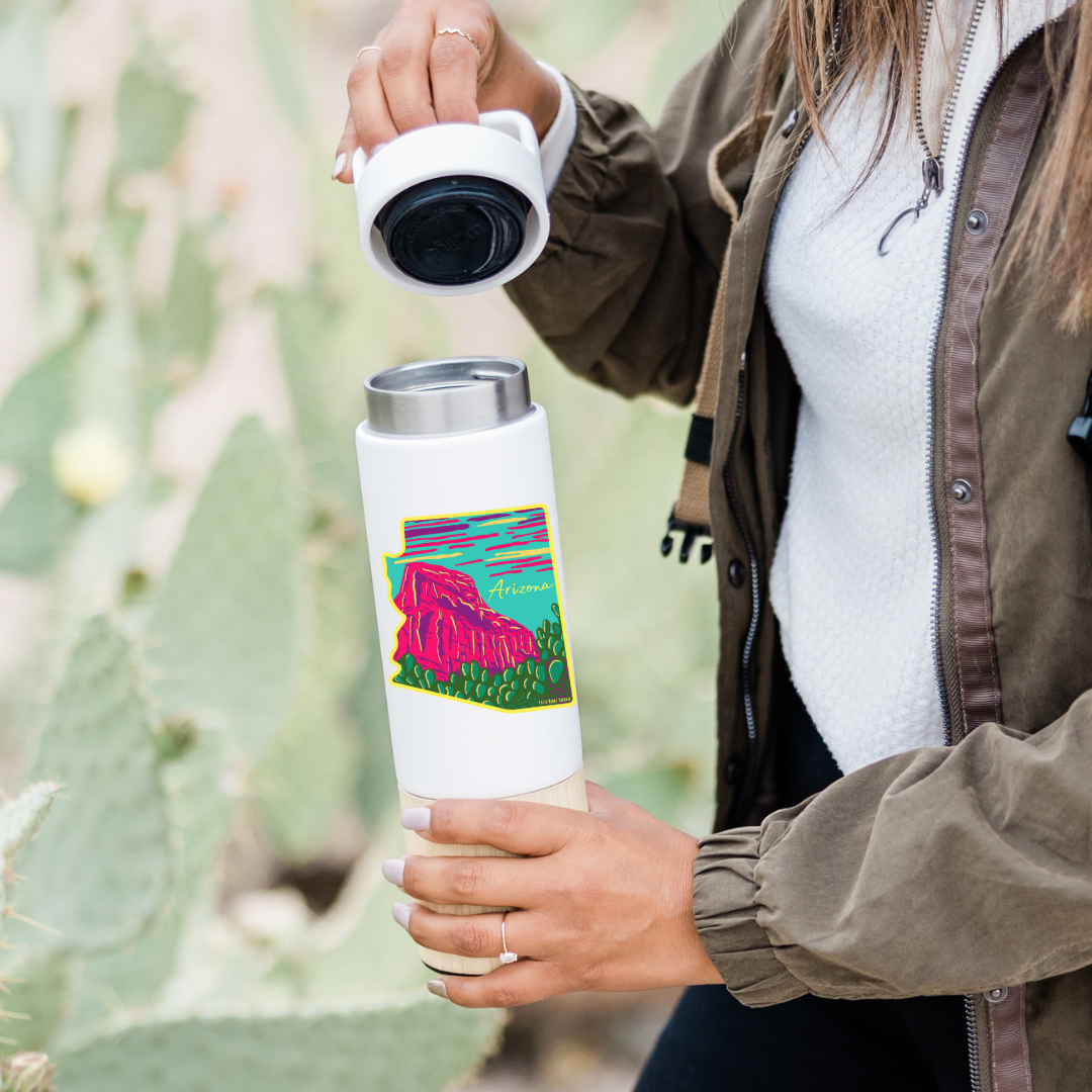 Arizona Mountains & Prickly Pear Sticker