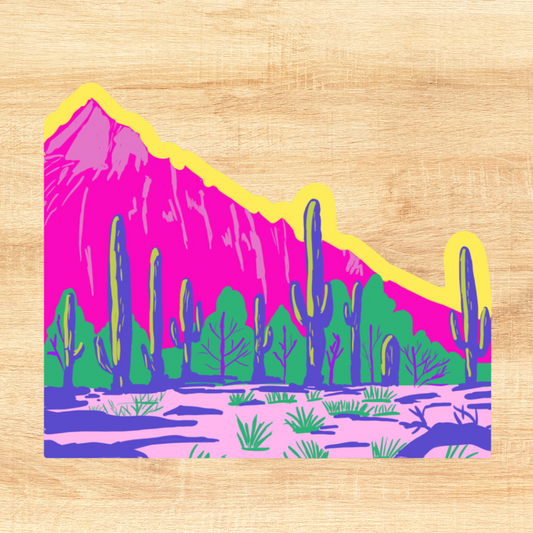 Pink Mountains Saguaro Whimsical Sticker