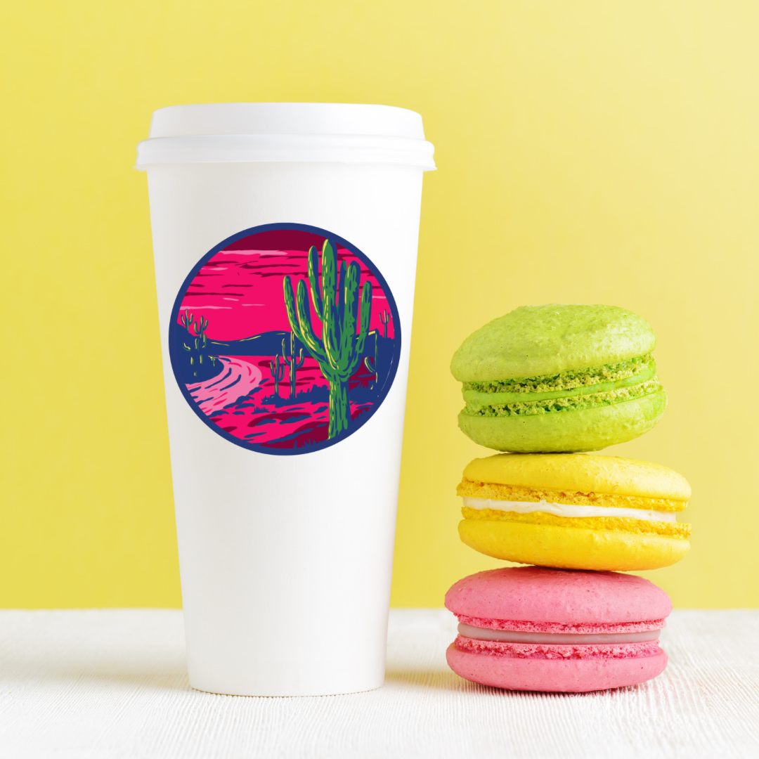 Saguaros at Sunset Whimsical Sticker