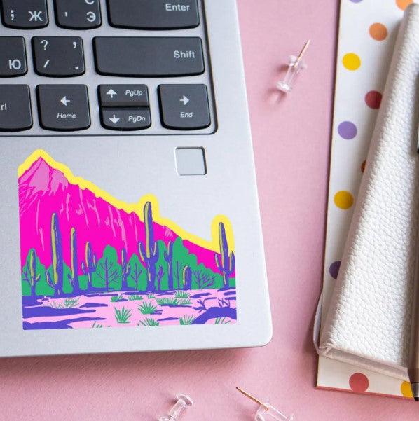 Pink Saguaro Mountain Sticker