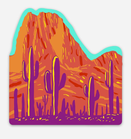 Saguaros in the Valley Whimsical Sticker