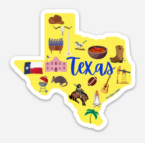 Texas Iconic Things Sticker