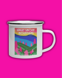 Mug with 'Great Smoky Mountains' design on a pink background