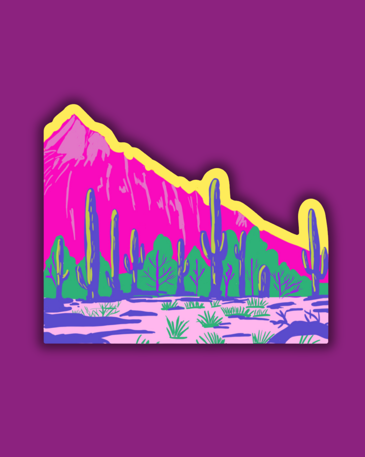 Pink Saguaro Mountain Sticker