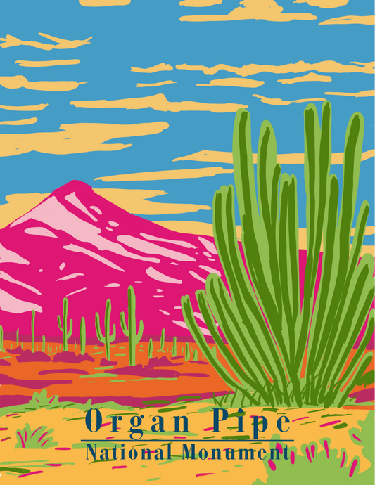 Organ Pipe Cactus Whimsical Art Print + Canvas