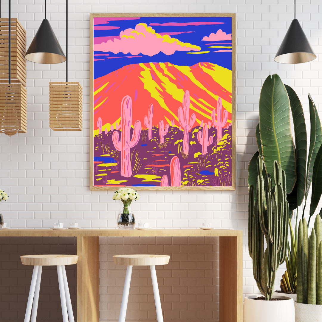 Saguaro National Park Whimsical Art Print + Canvas