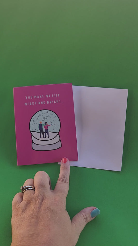 Merry & Bright Snow Globe Christmas Greeting Card