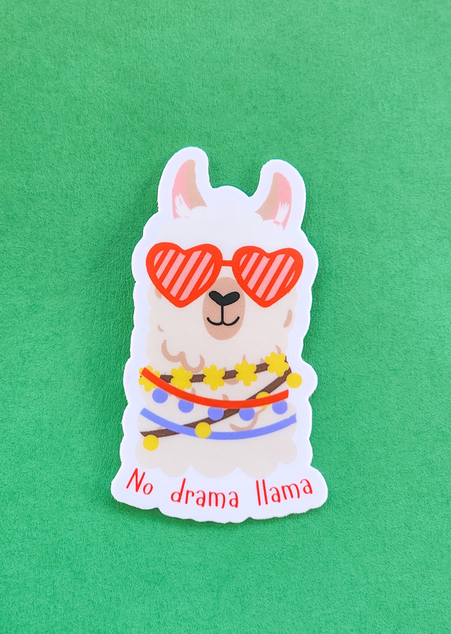 No Drama Llama: Party Llama with Heart Glasses Sticker