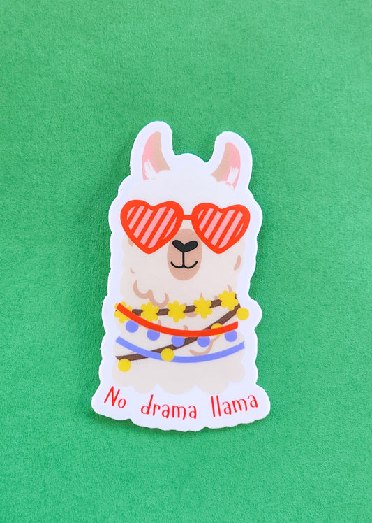 No Drama Llama: Party Llama with Heart Glasses Sticker
