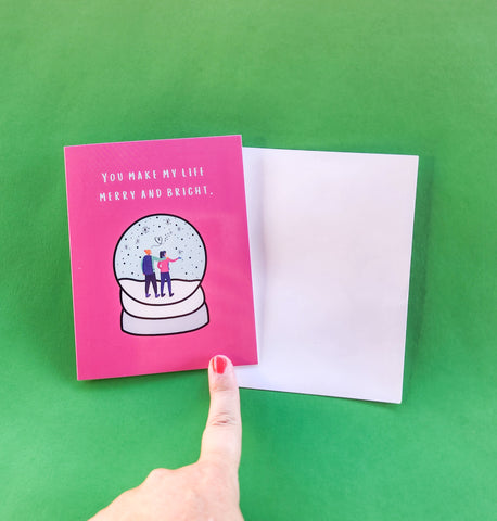 Merry & Bright Snow Globe Christmas Greeting Card
