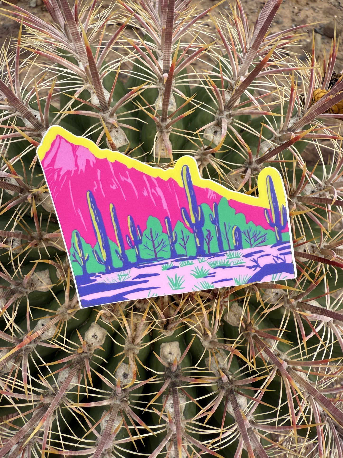Pink Saguaro Mountain Sticker